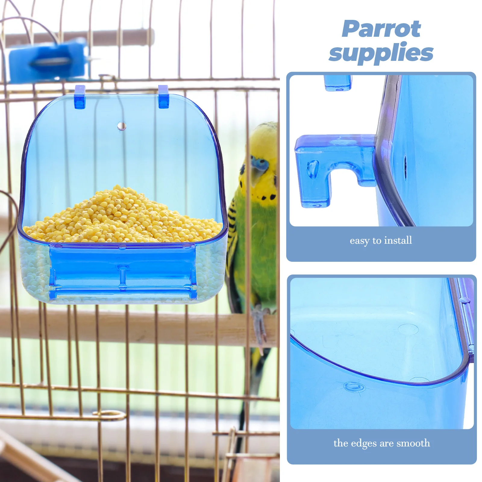 

Parrot Tub Bathing Box Leak-Proof Plastic Basin For Small Birds Pet Supplies Cage Accessory Shower Container Feeder Dome