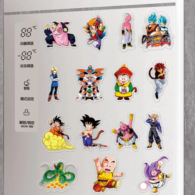 

15Pcs/set Dragon Ball Goku Fridge Magnet Anime Cartoon Transparent Photo Message Board Sticker Refrigerator Magnetic Stickers