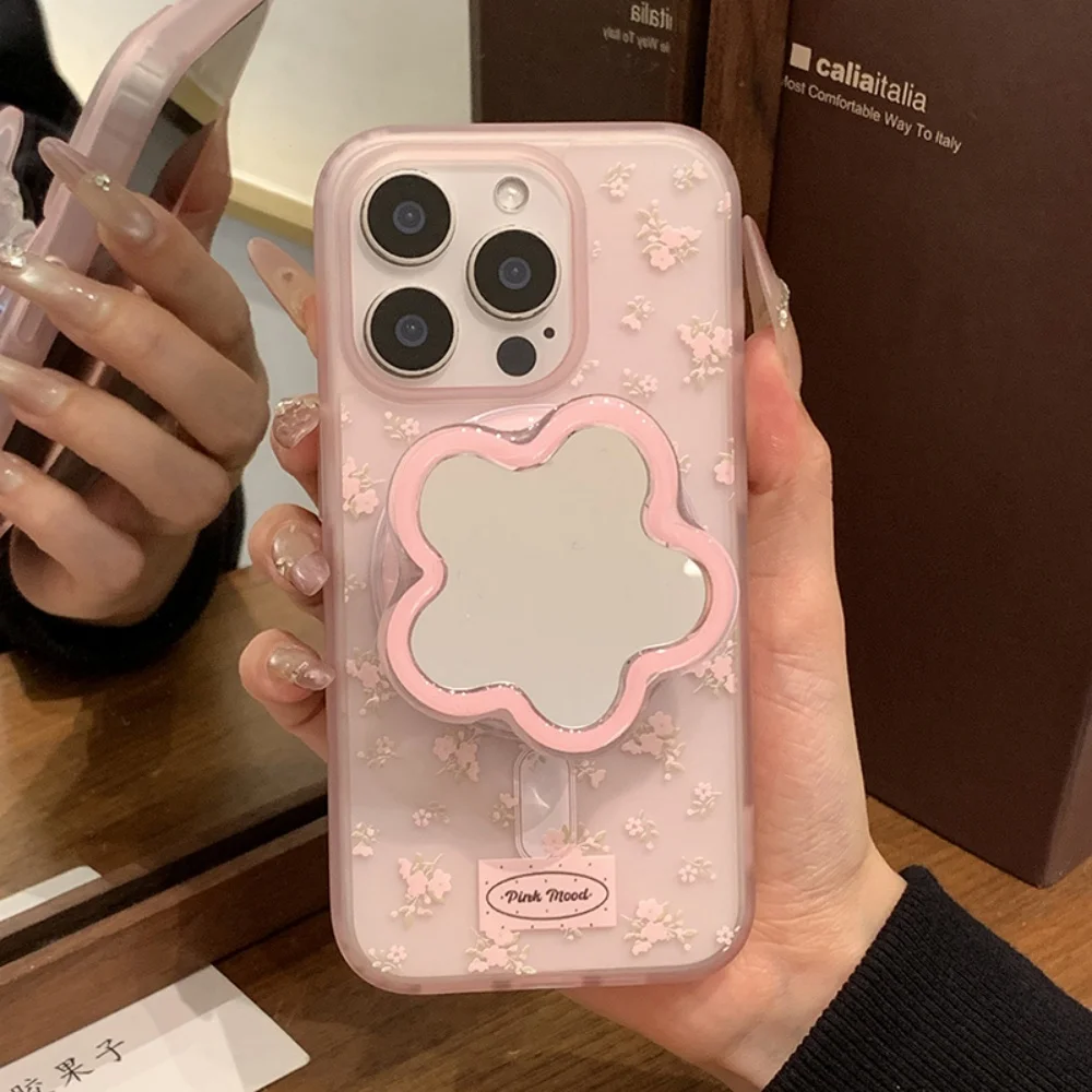 INS Korean Cute Makeup Mirror For Magsafe Phone Stands For IPhone Samsung Motorola Universal Magnetic Foldable Holder