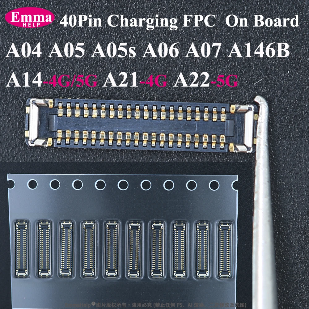 40Pin Charging FPC on MainBoard For Samsung A14 A07 A06 A05 A05S A04 A146B A22 5G A21 4G FPC Connector Port image 3