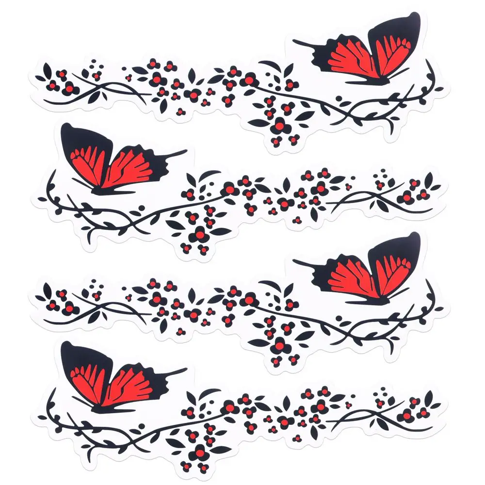 2PC Fashion Butterfly Flower Car Stickers Universal Scratch  Car Stickers Vinyl Car Side Decals Car Bumper Hood Decals