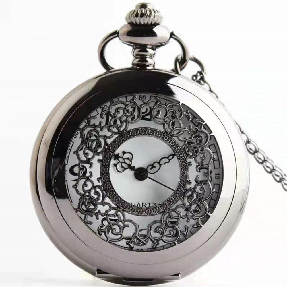 Vintage Necklace Pendant Pocket Watch Antique Hollow Exquisite Elegant Gift Clock Pocket Watch Quartz Necklace Chain Pocketwatch