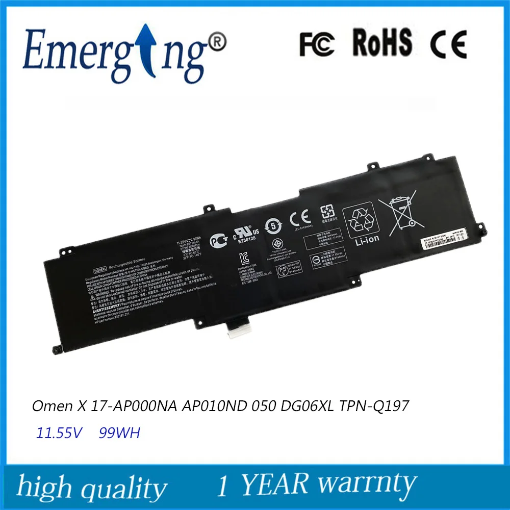 

11.55V 99WH Original Laptop Battery DG06XL for HP Omen X 17-AP000NA NP NX AP001NN AP002NB AP003NS AP004NF HSTNN-DB8G