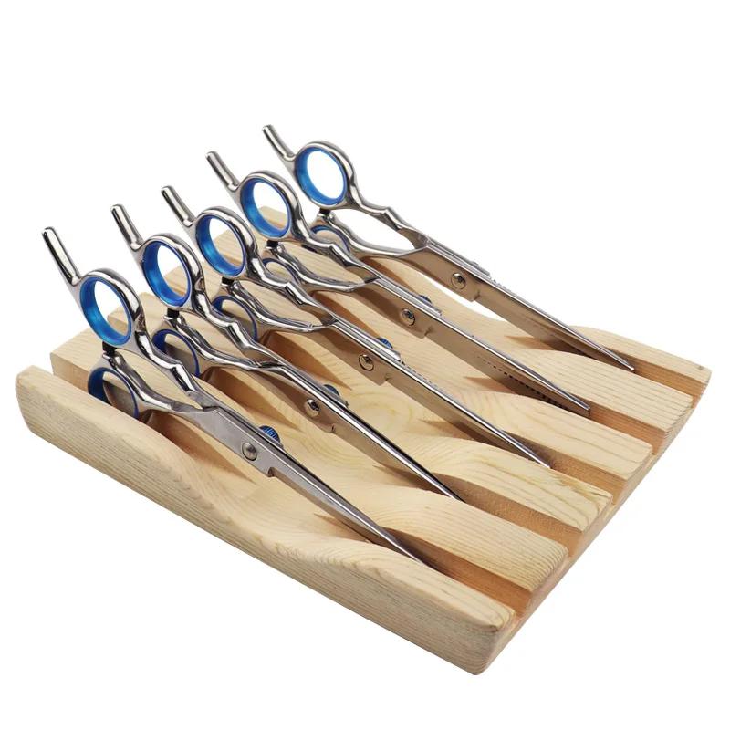 Wooden Scissors Display Rack Hairdressing Scissors Storage Tray Barbershop Desktop Combs Organizer Salon Supplies