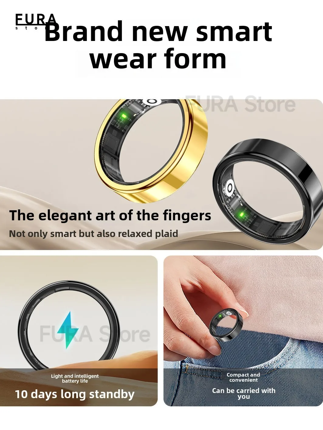 New Smart ring NFC Sleep heart rate Monitor IP68 Bluetooth waterproof Multiple sport modes for men and women Android IOS