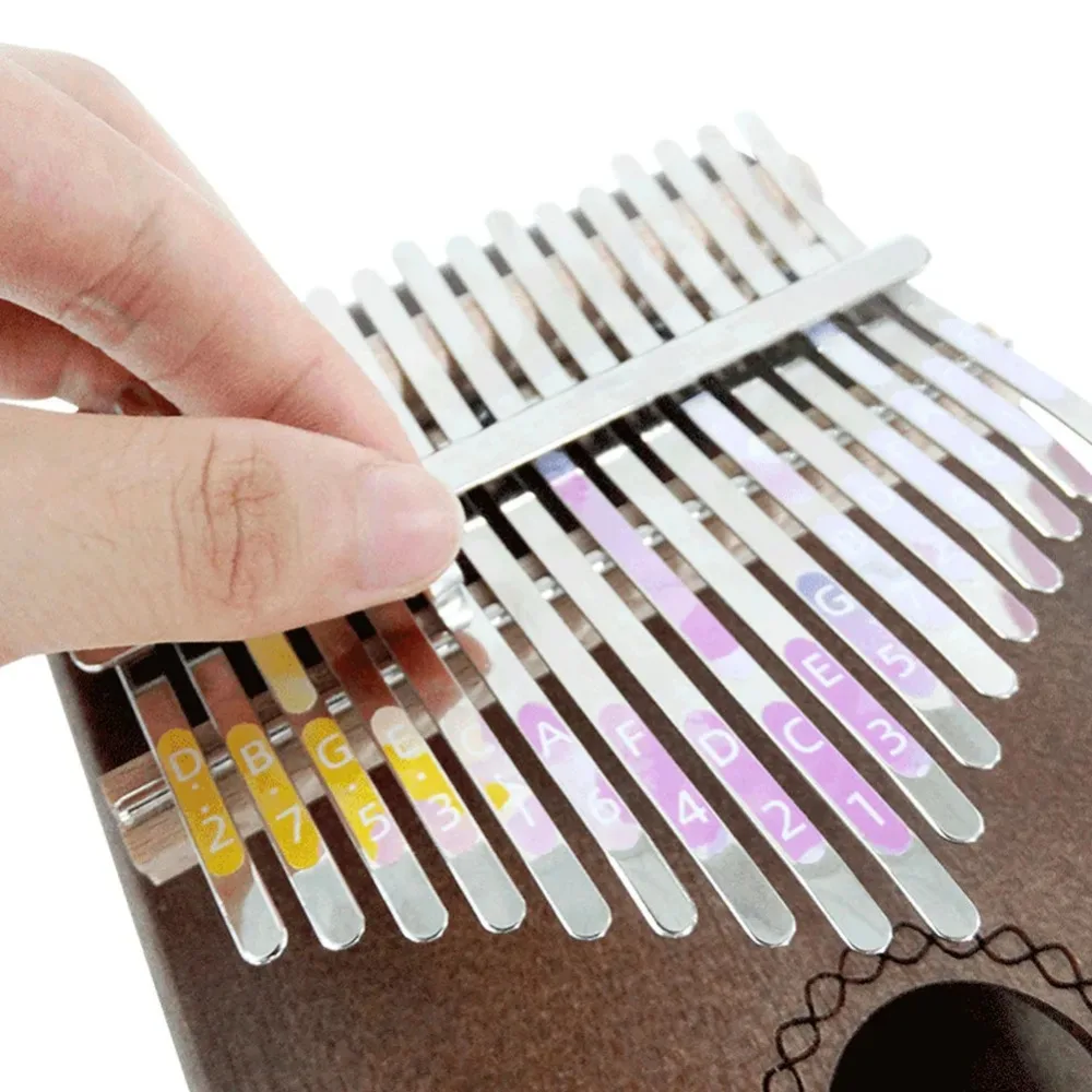 메모리 강화 Kalimba 스케일 스티커 실용적인 다채로운 DIY 스티커 유용한 17 키 엄지 피아노 톤 스티커 초보자