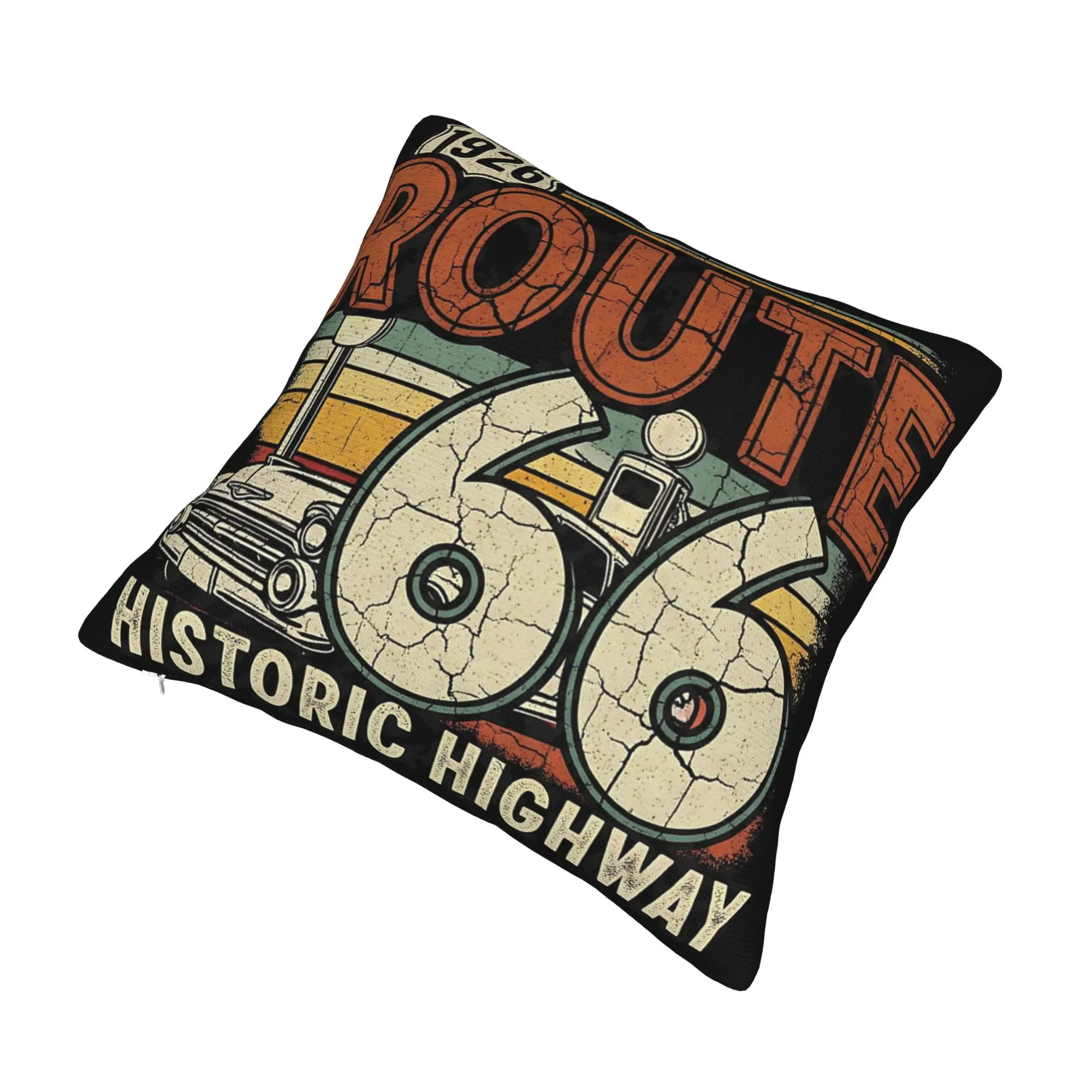 Route 66 Historic Highway 1926 Pillowcase Soft Polyester Cushion Cover Decoration  Pillow Case Cover Chair Zipper 18