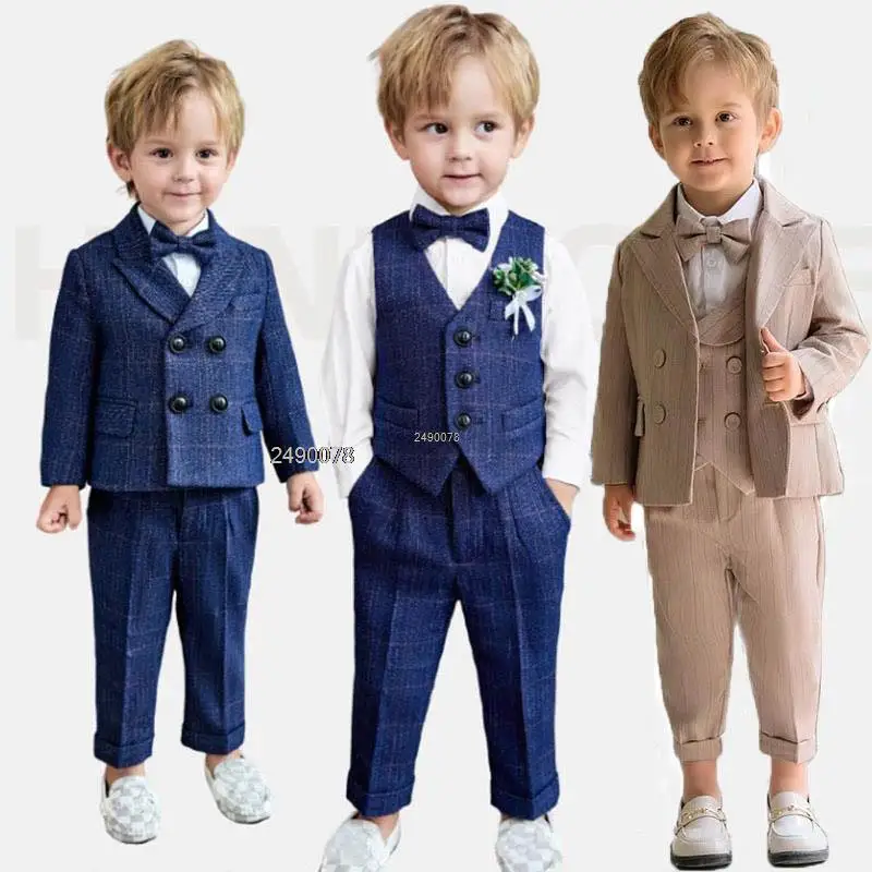 

1Year Baby Boys Luxurious Birthday Dress Kids Beaufitul Photograph Suit Children Formal Wedding Party Performance Tuxedo Wear