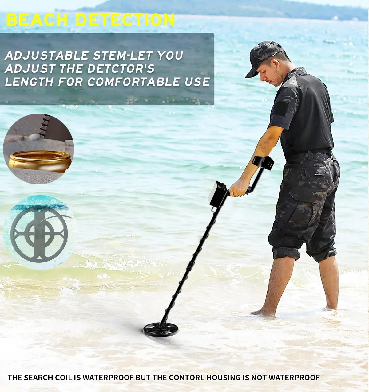 Treasure Hunter GT200 Metal Detector Professional High Sensitive Underground Iron Metal Gold Detector Adjustable IP68 Waterproof