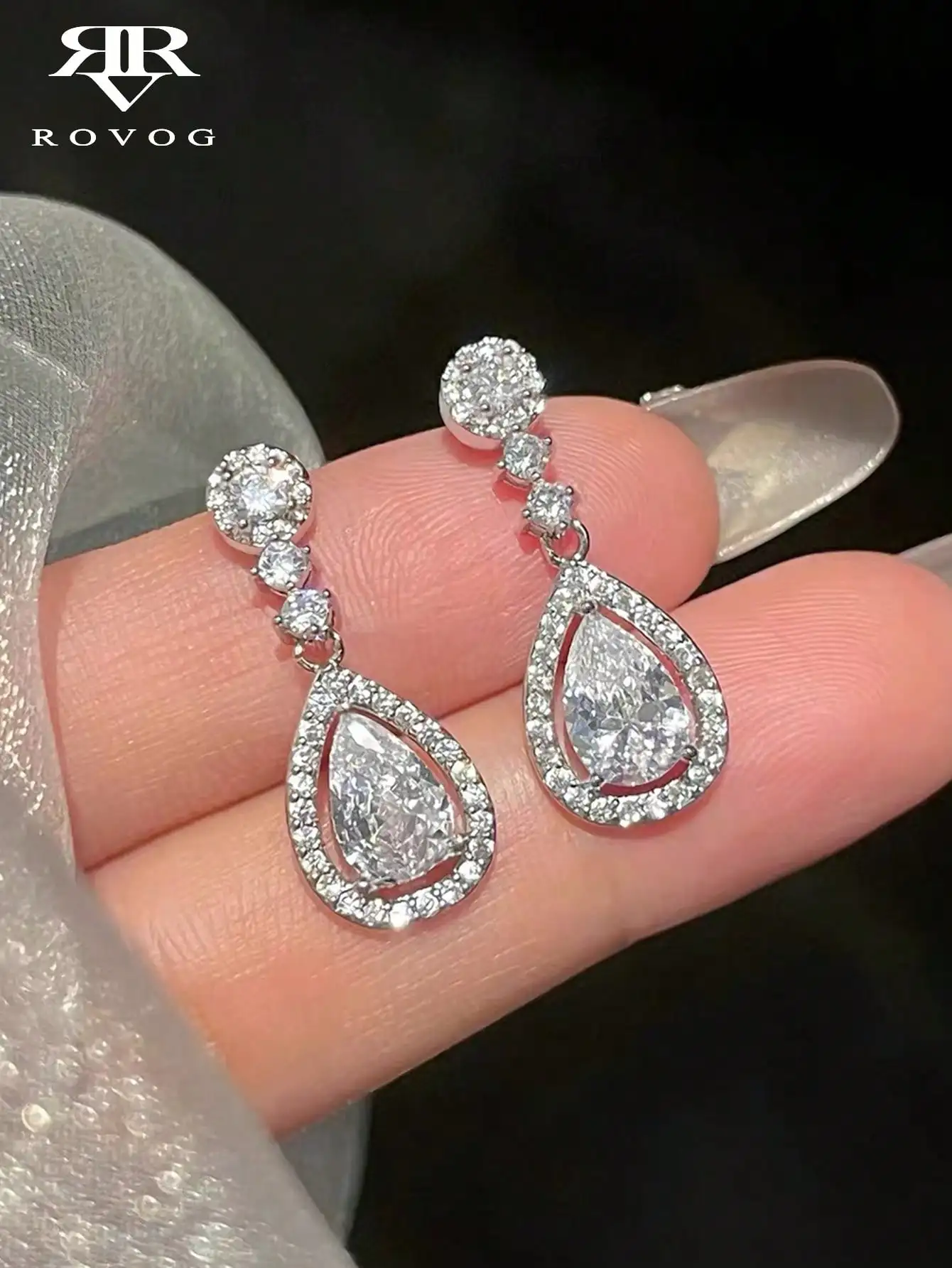 

Элегантные серьги-капли со стразами для женщин, идеально подходят для свадьбы, вечеринки и повседневной носки