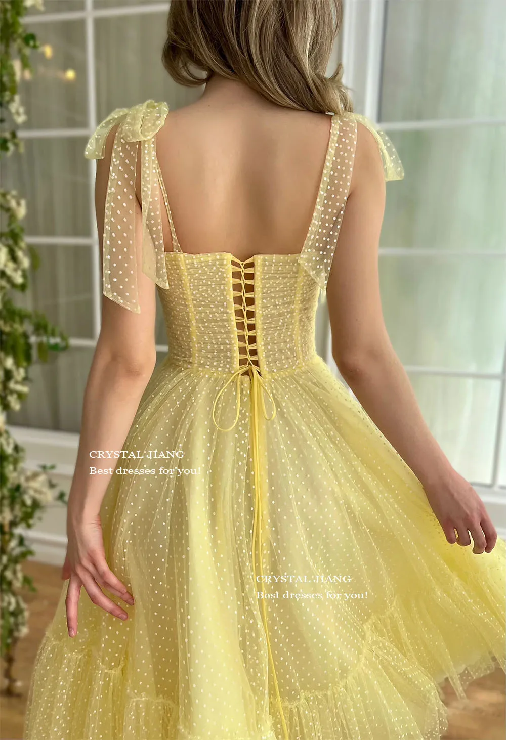 Elegant Off the Shoulder vestidos de festa Yellow Cocktail Dresses Ankle Length A Line Short Party Gowns