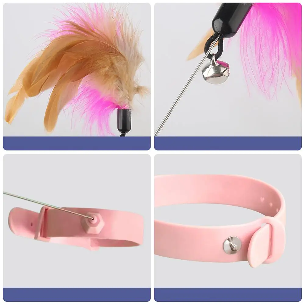 [ Ready Stock ] Cat Teaser Stick Pet Collar With Bells Feather Bite-resistant Feather Fishing Rod For Indoor Cats