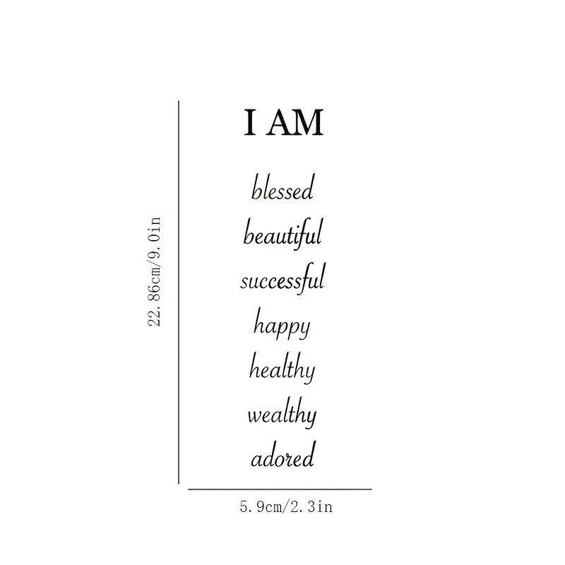 2pcs I Am Blessed, Beautiful, Successful, Happy, Healthy, Wealthy, Adored, Mirror Makeup Mirror Stickers, Car Sticker
