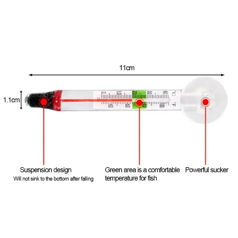 Termómetro portátil flotante para acuario, medidor hidráulico impermeable con ventosa, duradero