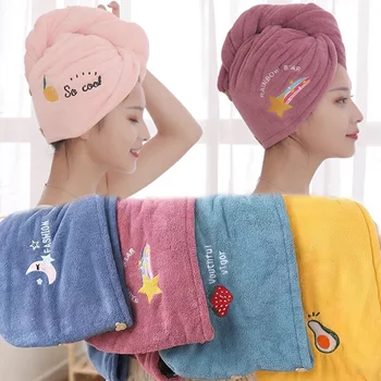 여성용 부드러운 극세사 수건, 샤워 캡, 목욕 모자, 마른 헤어 캡, 빠른 건조, 여성용 터번 헤드, 소녀 수건