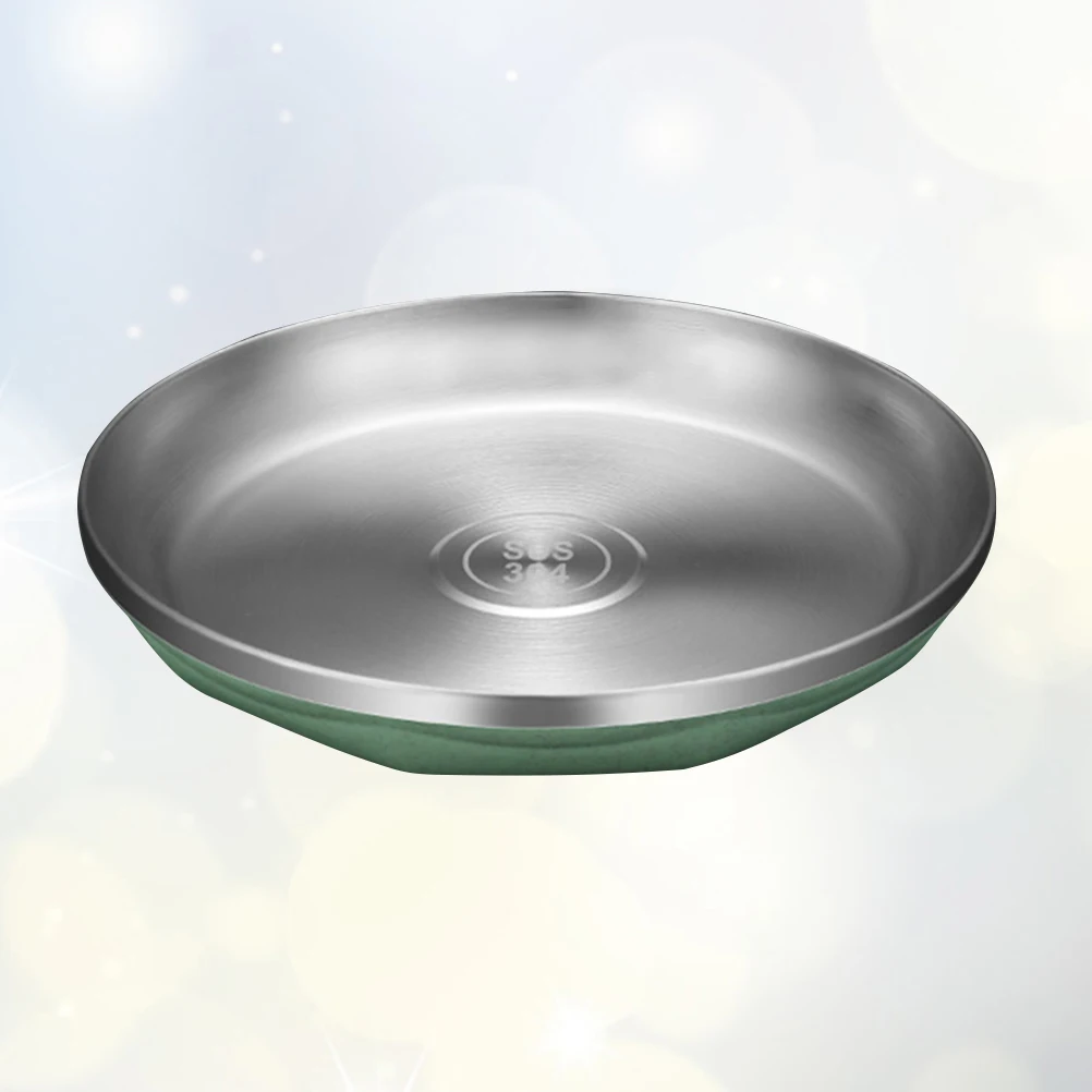 

1pc Stainless Steel Plate Round Food Heat Resistant Household Kitchen BBQ Cake Snack Serving Dishes Easy Clean Gift