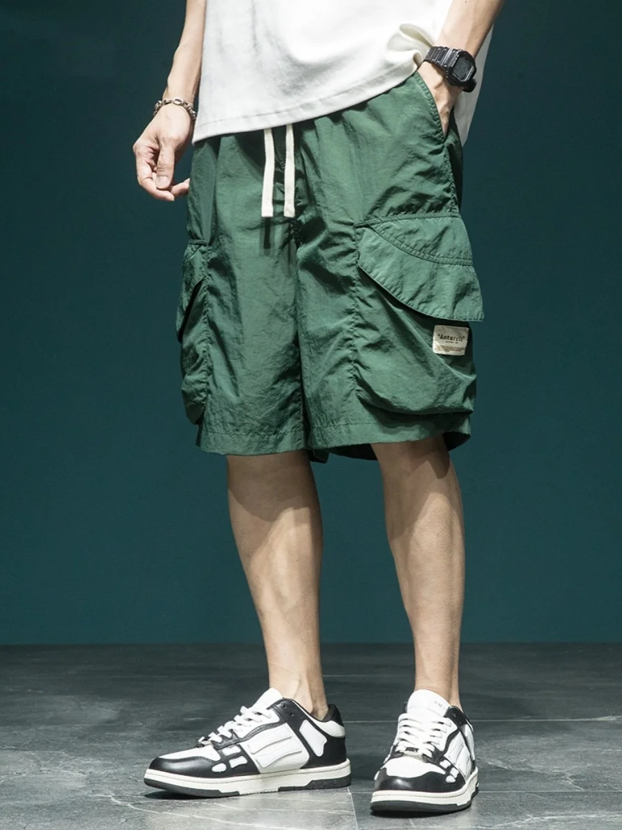 

American Sle Casual Workwear orts Men's Summer Thin Loose Large Size Versatile Leisure Five-Quarter Pants Qui Dry Mid-P...