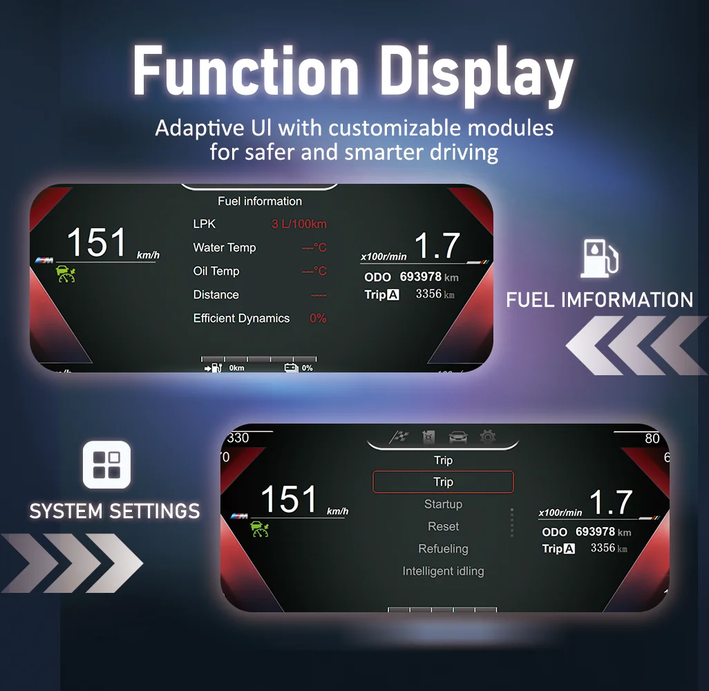 BONROAD 1920*720P LCD لوحة القيادة الرقمية لوحة العنقودية لسيارات BMW 5 Series E60 E61 عداد السرعة التلقائي Virtuele قمرة القيادة Voor