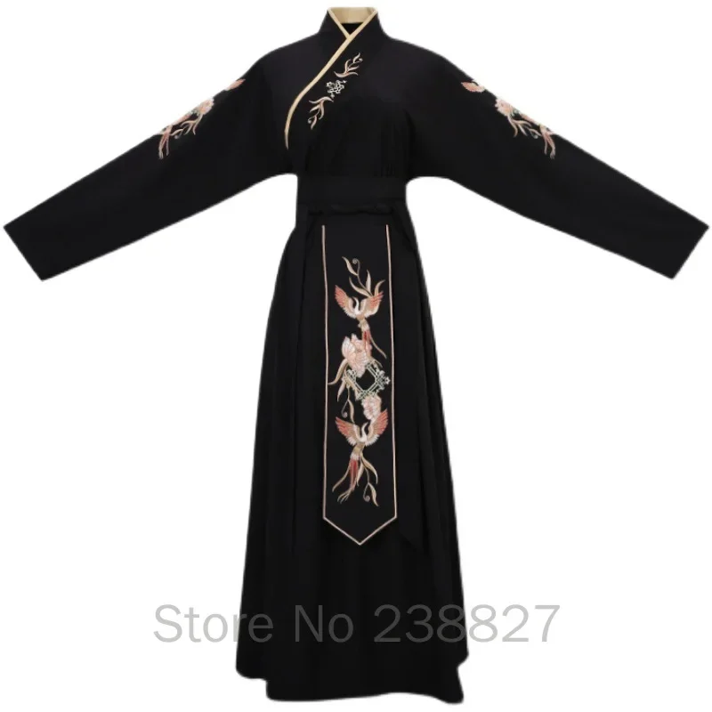 WATER Men's Hanfu Chinese Style Handsome Belly Black Childe Martial Arts Style Male Student Youth Team Performance Dress