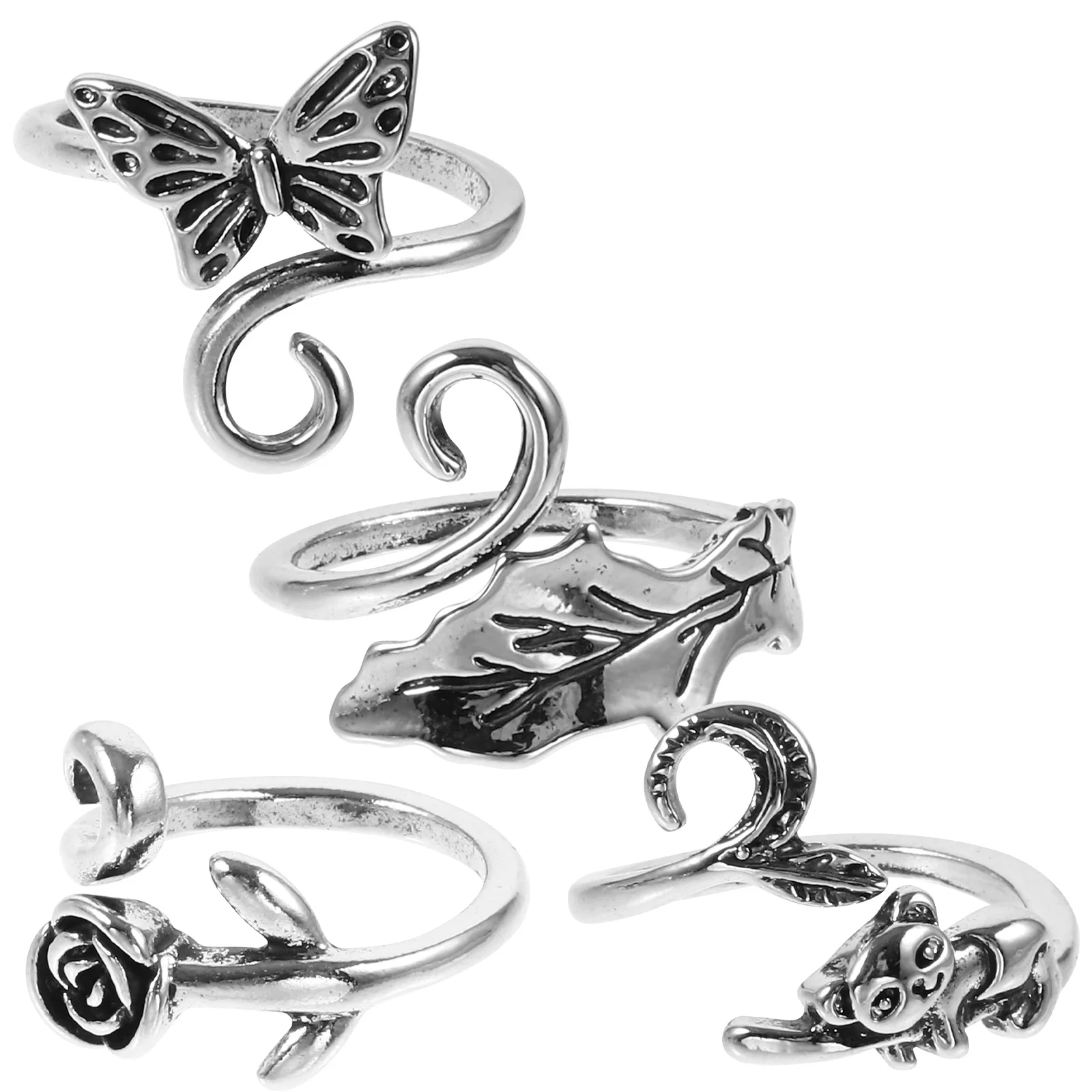 

4Pcs Metal Knitting Rings Durable Yarn Guide Finger Holders Adjustable Decorative Crochet Accessories Crochet Rings