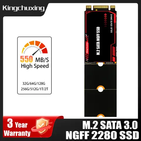 Kingchuxing M2 SATA SSD 2TB 1TB 512GB 256GB M2 2280 NGFF B&M Key Solid State Hard Drive for Desktop Laptop