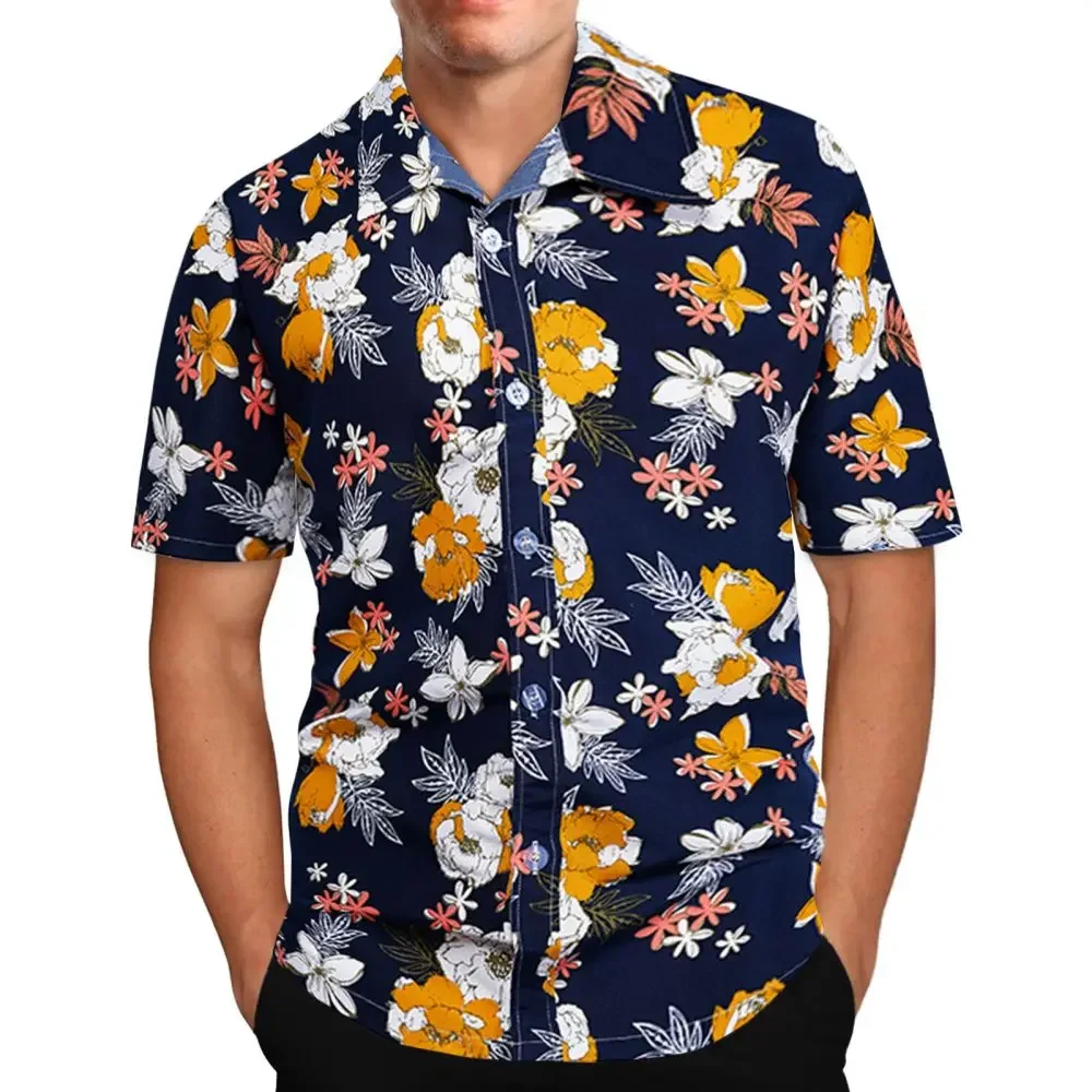 New Casual Shirt For Men Short Sleeve Tops 3d Flower Shirts Oversized Graphic Clothing Fashion Street Men's Hawaiian Shirts 2024 - Image 2