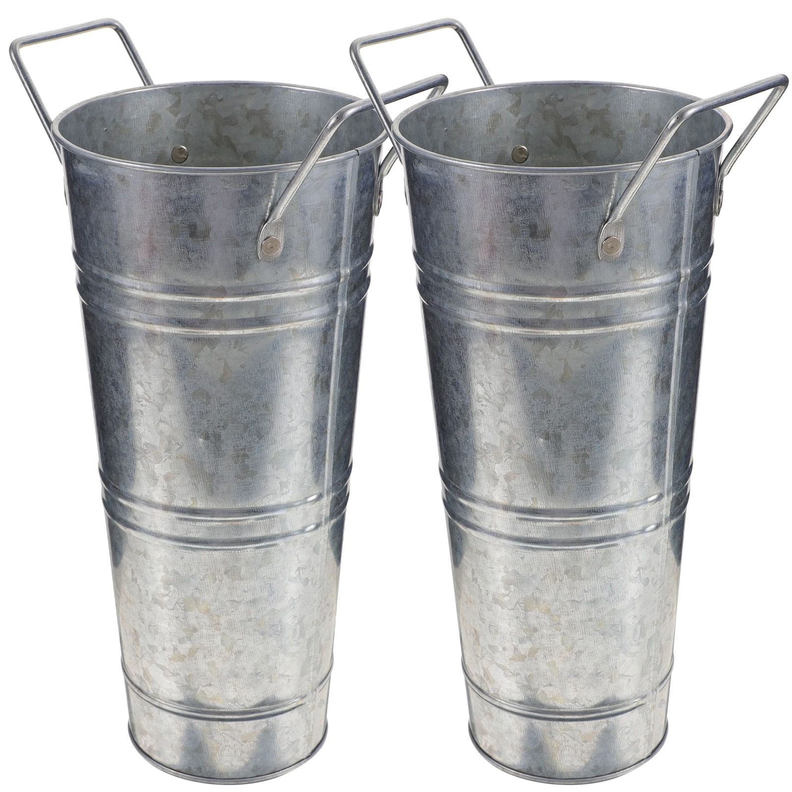 

2 Pcs Wedding Decor Retro Flower Bucket Garden Planter Dried Flowers Vase Galvanized Decorative Container
