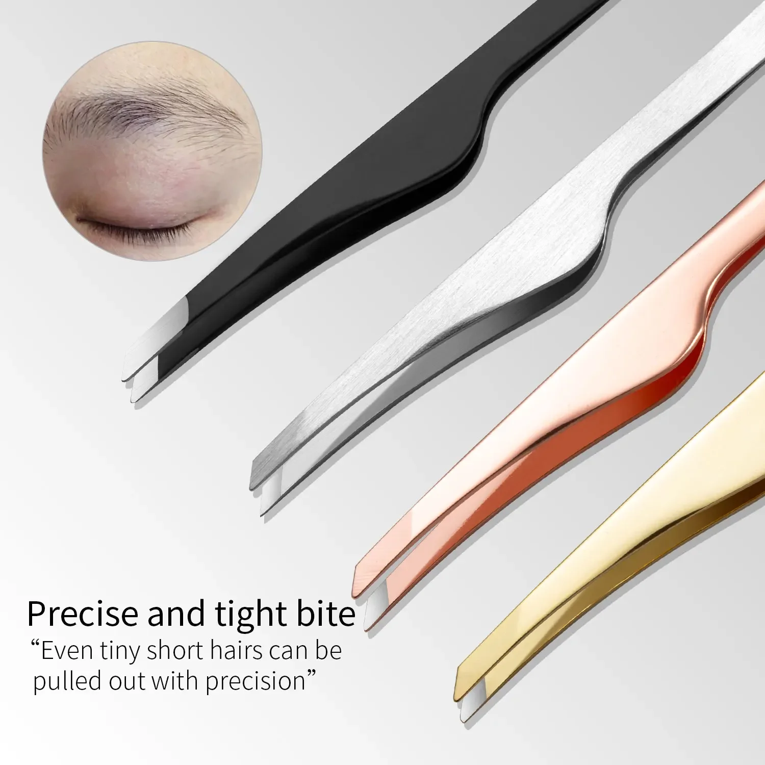 Pinzette per sopracciglia in acciaio inossidabile Sopracciglio curvo Taglia ciglia Pinzette angolate Strumenti per ciglia finte Rimuovi piccoli peli incarniti