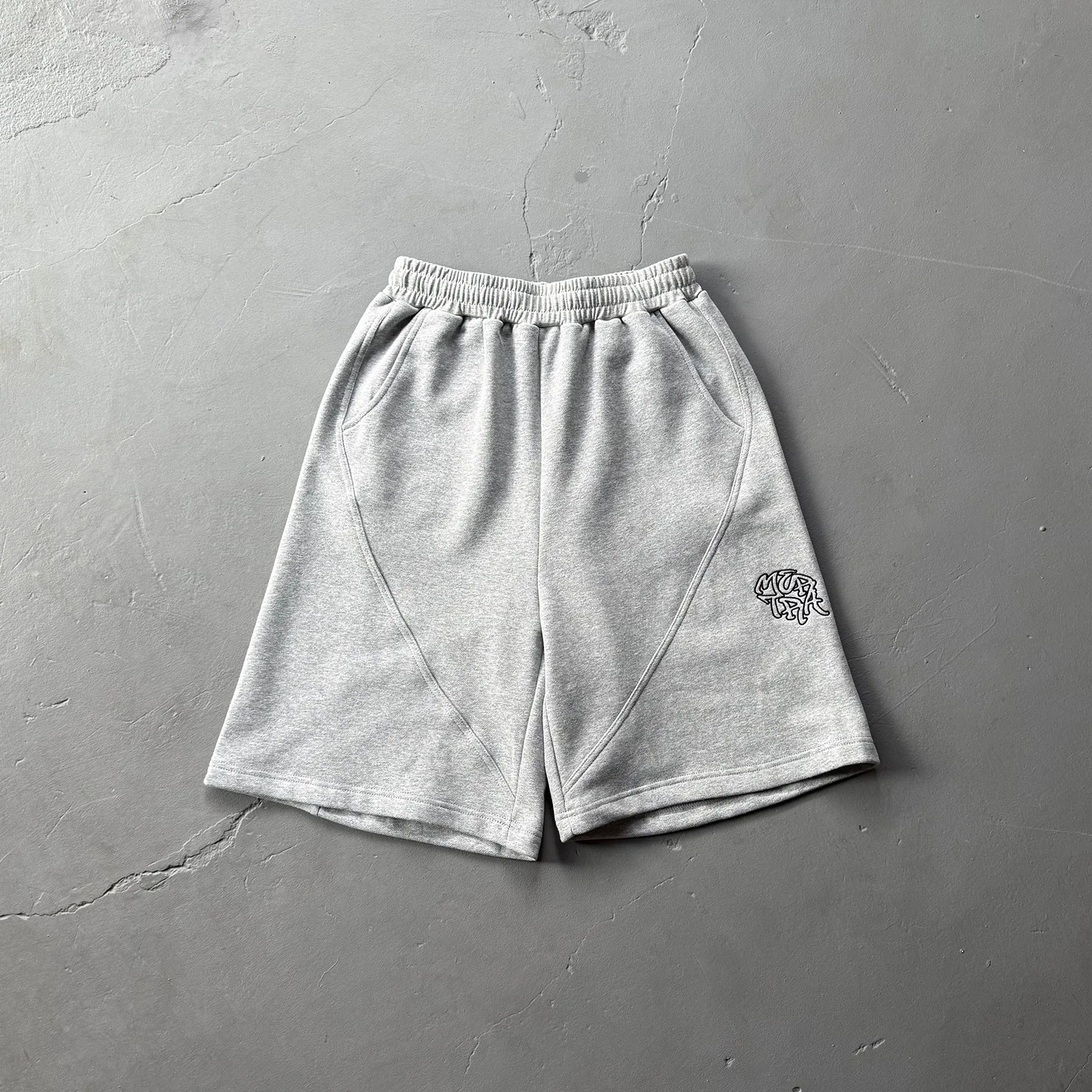 Mertra Street Hip Hop Patchwork Embroidered Sweatpants for Men Trendy Loose Fitting Knitted Five-Piece Short pants