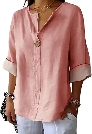 

Summer Trendy Tops for Women Dressy Casual Blouses V Neck 3/4 Sleeve Graphic Tees Oversized Lightweigh Clothes