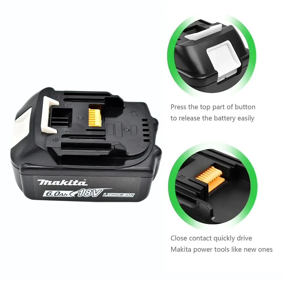 Imagem -02 - Makita Ferramenta de Iões de Lítio Recarregável Bateria de Substituição 18v 6000mah Bl1860 Bl1830 Bl1850 Bl1860b 100 Original