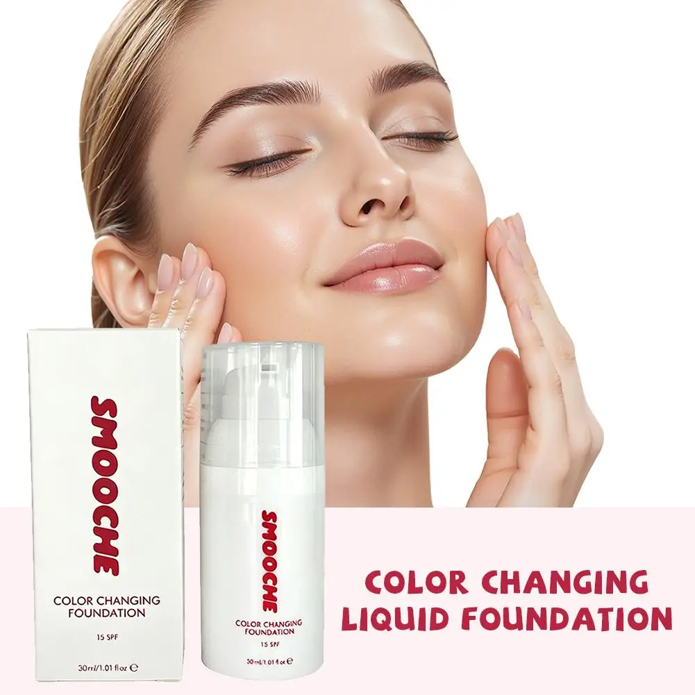 Base de Maquillaje SMOOCHE SPF15 con Cambio de Color, Autoajustable al Tono de Piel, Fórmula Ligera y Nutritiva para un Acabado Mate Natural