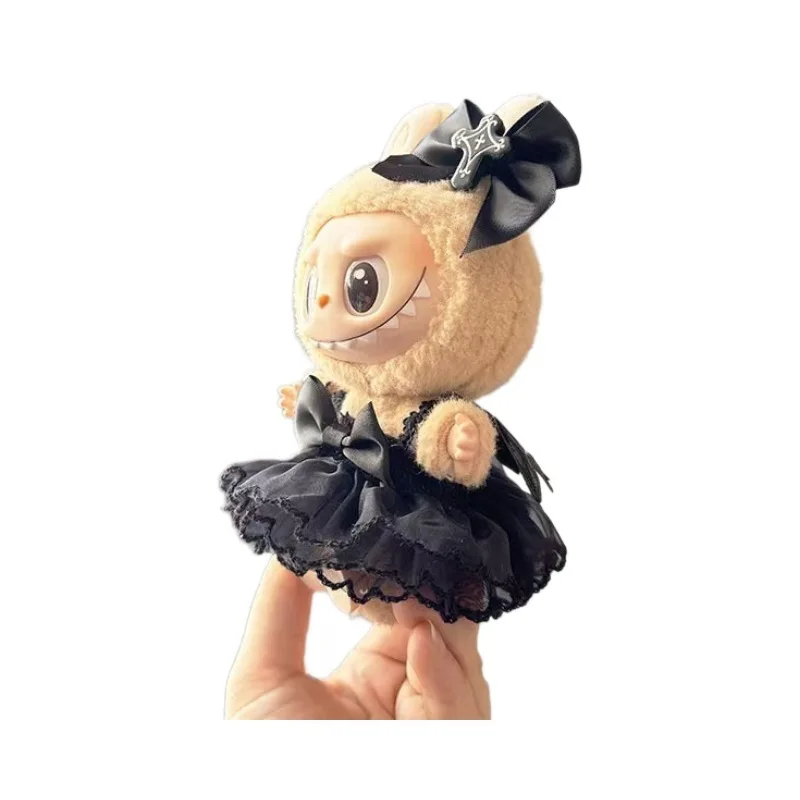 귀여운 미니 봉제 인형 의류 액세서리 Labubu 아이돌 인형 어두운 악마 슬링 드레스 크리스마스 앉아 파티 의류 컬렉션 선물