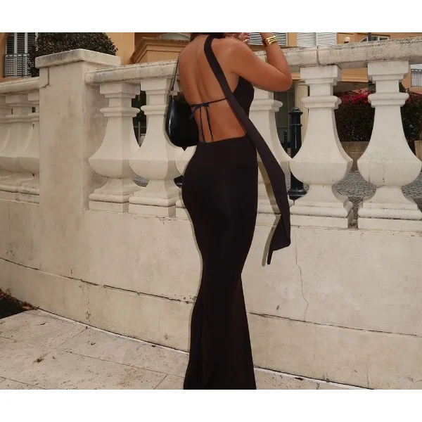 Vestido Sexy para mujer, falda ajustada sin mangas con corte bajo en la espalda, novedad de verano 2021, vestidos de moda para vacaciones