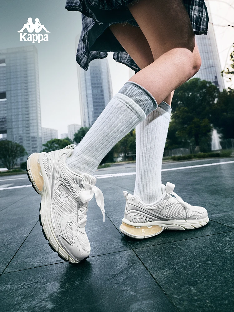 Kappa Men's and Women's Shoes, Retro Color-Blocking Running Dad Shoes, Versatile Casual Sports Shoes for Couples