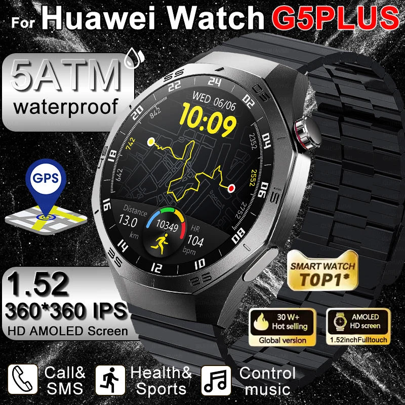 

2025 Новинка для Huawei Смарт-часы Мужские часы 4 Pro + 1,50-дюймовый HD-экран Bluetooth Вызов ЭКГ Мониторинг сердечного ритма и здоровья Смарт-часы