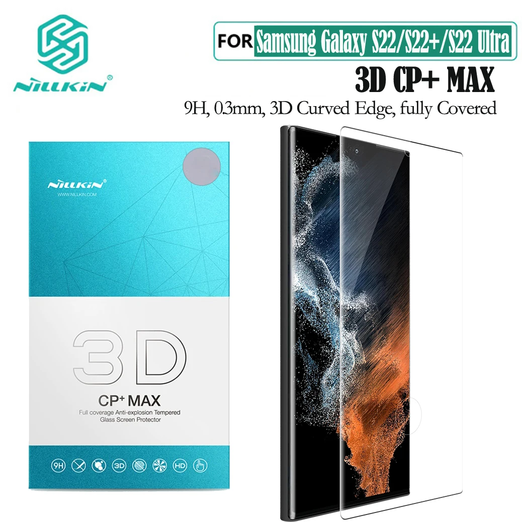 Nillkin For Samsung Galaxy S22 /S22 Ultra Tempered Glass Full Cover Screen Protector 3D CP+Max Glass Film For Samsung S22+ Plus