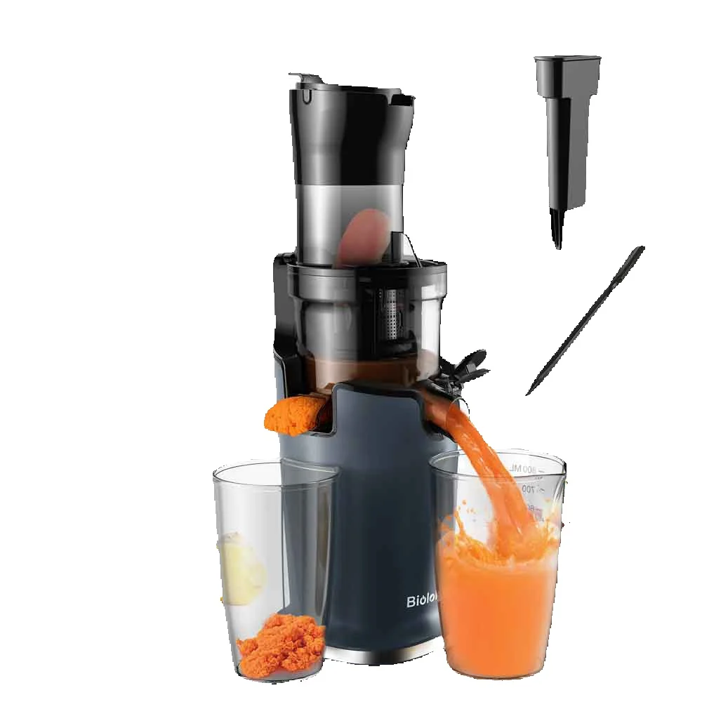 BioloMix Koude Pers Juicer 200W Slow Masticating Extractor met 78mm Brede Feed Chute voor Hele Fruit en Groenten - afbeelding 2