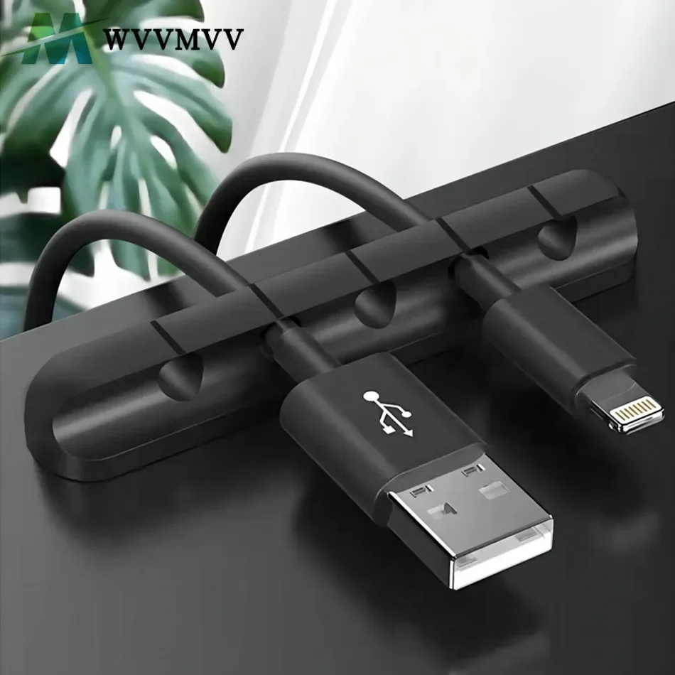 WvvMvv-organizador de cables de silicona, enrollador de cables USB, Clips de gestión ordenados de escritorio, soporte de cables para ratón, organizador de cables de auriculares