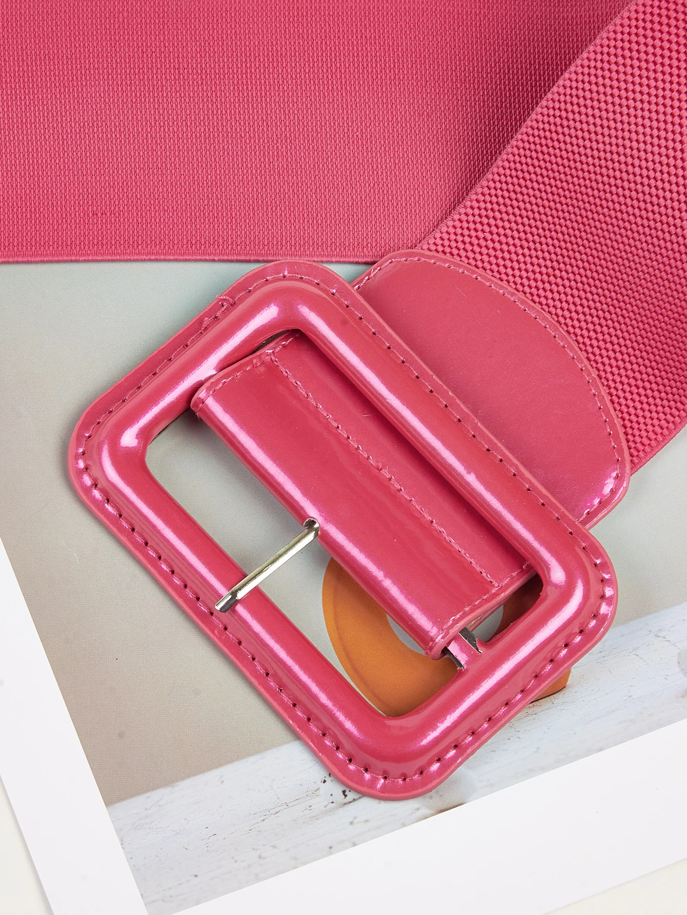 직사각형 핀 버클 와이드 벨트 여성 빈티지 다목적 탄성 허리띠 캐주얼 데일리 드레스 코트 장식 거들