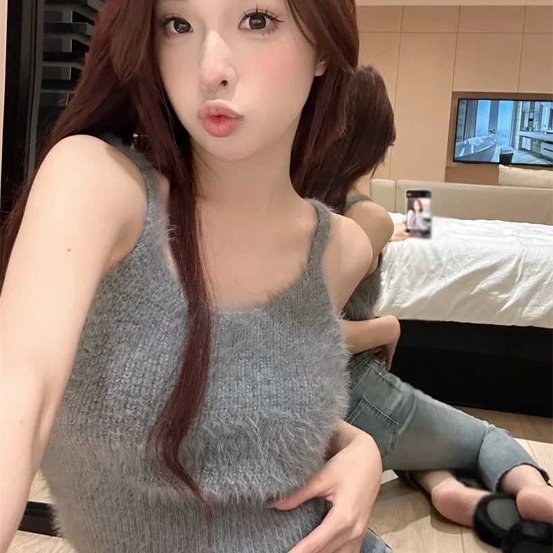 국경을 넘어 인기 있는 해외 무역 브라 내장형 플리스 안감 인조 양털 보온 탱크탑 여성용 - 스타일리시한 패딩 두꺼운 탑