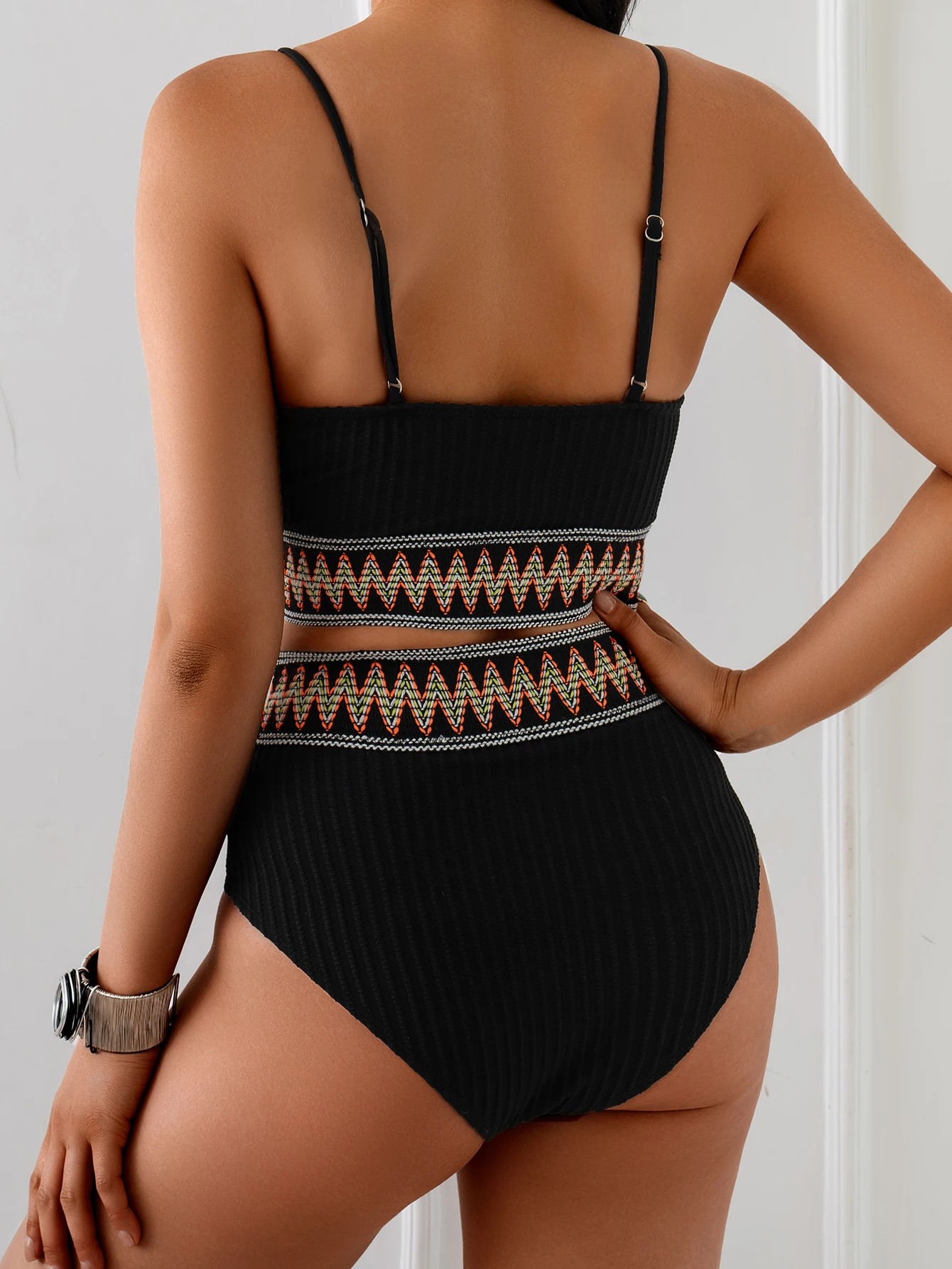 2026 New U-Neck Tie-Waist Sexy Bikini Set High-Waisted Swimsuit Ideal for Beach Vacation And Parties - view 2