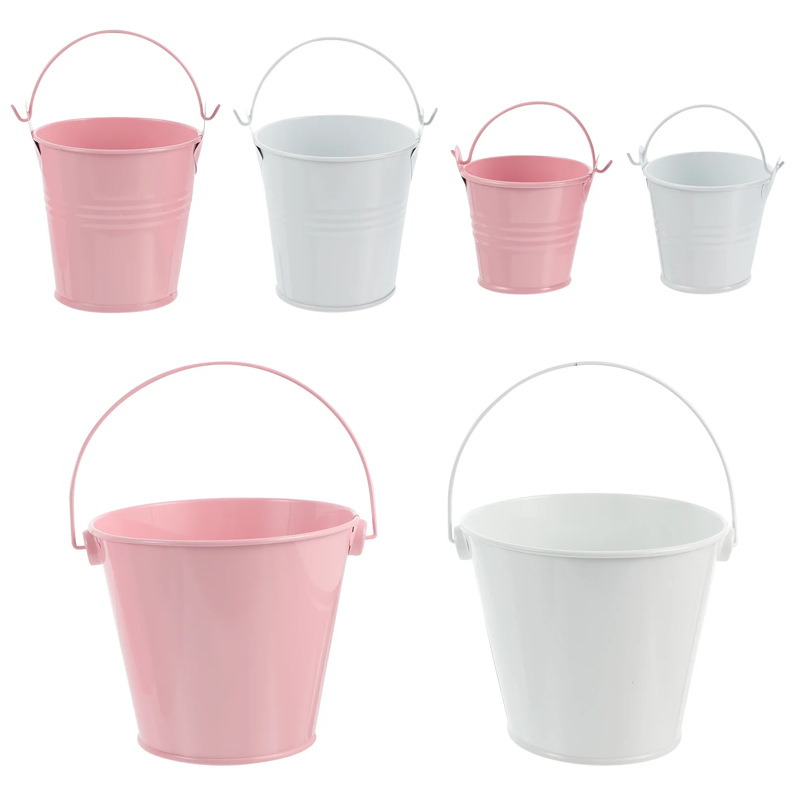 6 Pcs Candy Color Small Iron Bucket Mini Buckets Tin Pails Succulent Plants Vase Pots for Gardening Flowerpot Child