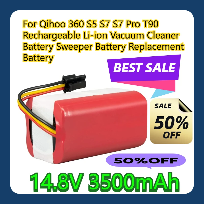 

For Qihoo 360 S5 S7 S7 Pro T90 Rechargeable Li-ion Vacuum Cleaner Battery Sweeper Battery 14.8V 3500mAh Replacement Battery