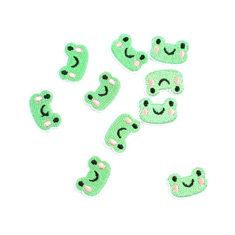 10pcs Small Frog Patch On Clothes DIY Mini Animal Stickers Iron On Embroidery Patches Badge Sewing Clothes Fabric Appliques