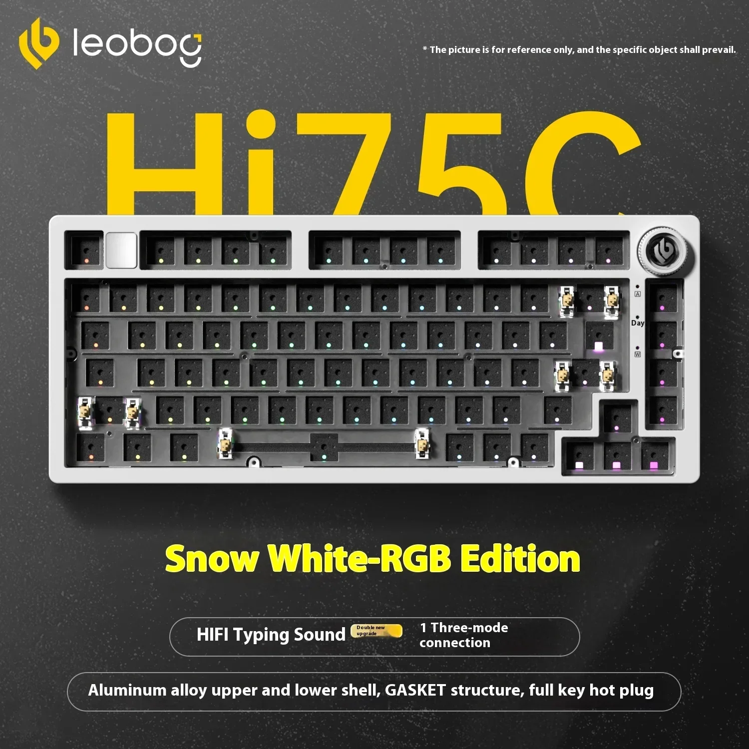 LEOBOG Hi75C mechanisch toetsenbord 3 modus / bedrade kit Hot Swap met knop RGB aluminium pakking Hi75C toetsenbordkit PC aangepast cadeau