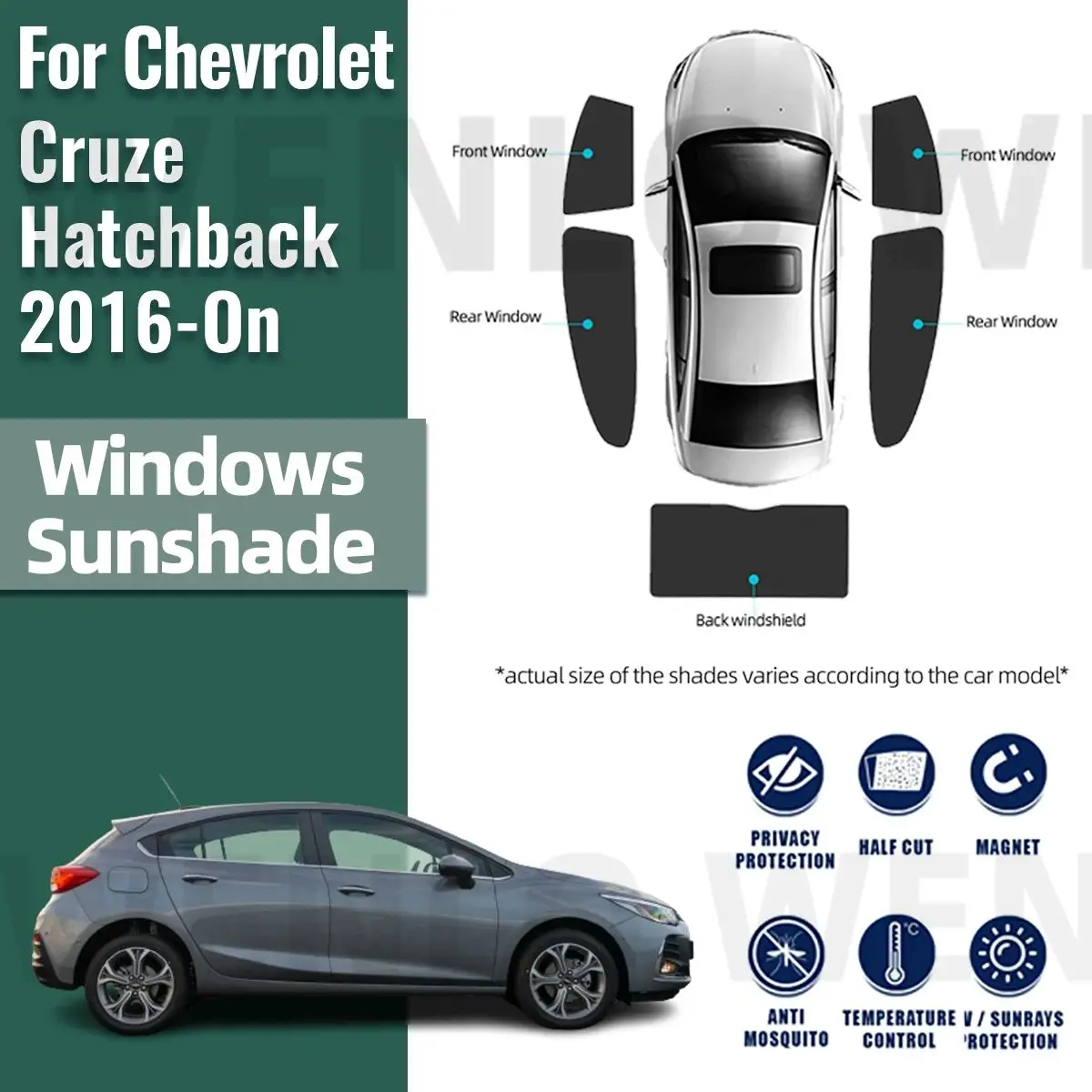 

For Chevrolet Holden Cruze Hatchback 2016-2023 Side Window Sun Shade Visor Car Sunshade Front Rear Windshield Frame Curtains