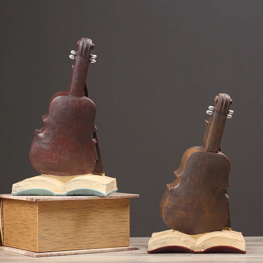 

Resin Violin Clock Book Design Red Table Decor Home Living Room Desk Craft Artistic Decoration Home Decor Resin