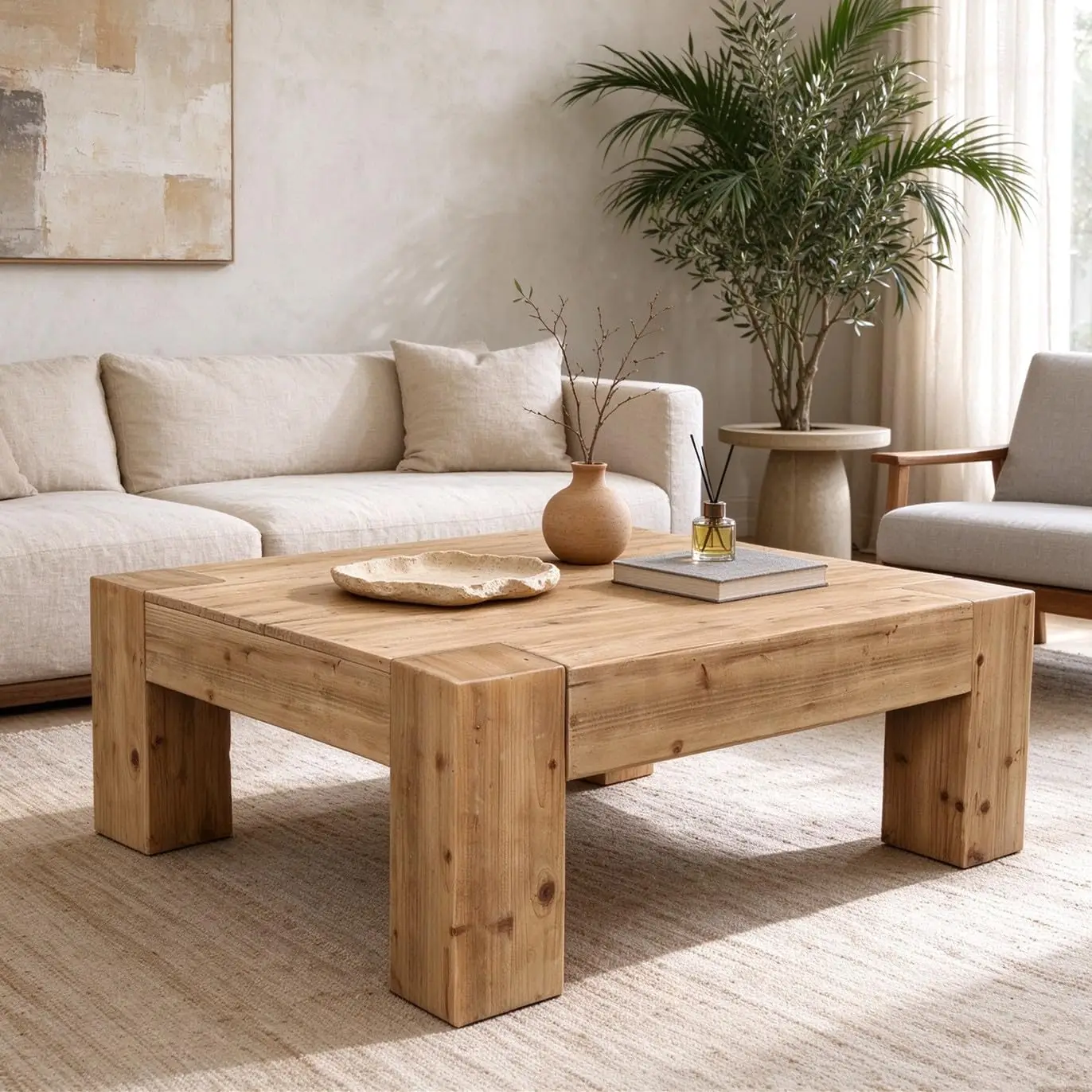 Solid Wood Square Coffee Table 39.4