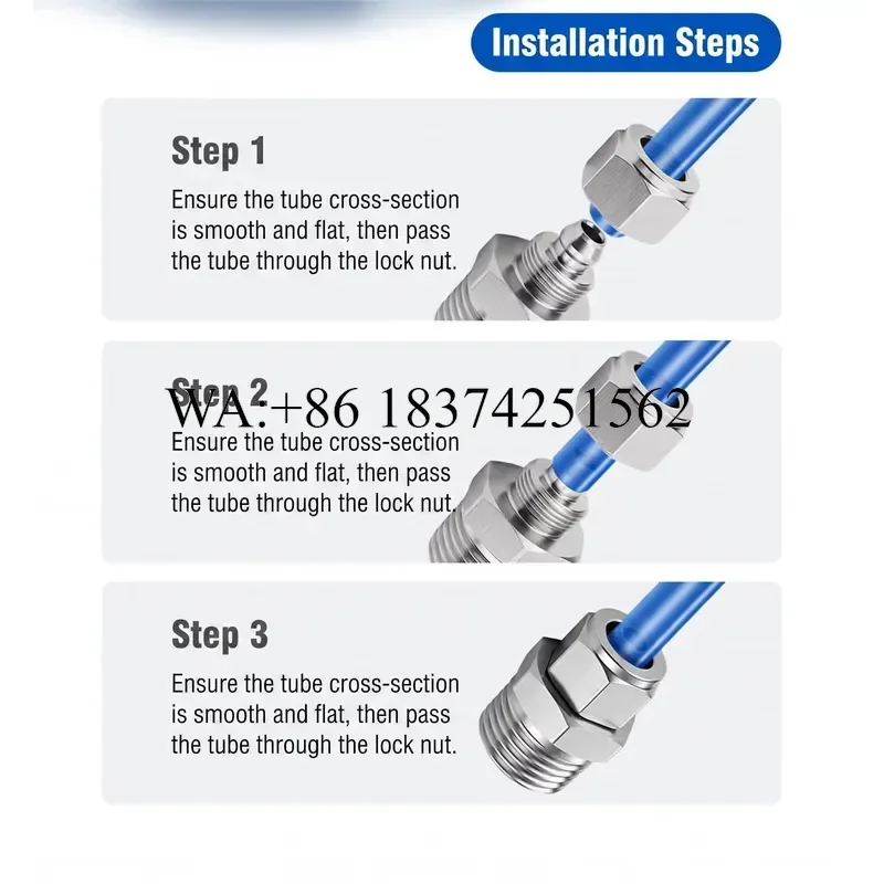 Wmwmnu for PCF 304 Stainless Steel Pneumatic Quick Tightening Joint PU Gas Tube PTFE Nylon Tube 8x5 6x4 Internal Thread G1/8